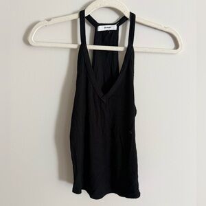 Joah Brown Black Ribbed Racerback Tank Top